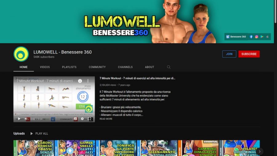 lumowell - canale youtube per fitness