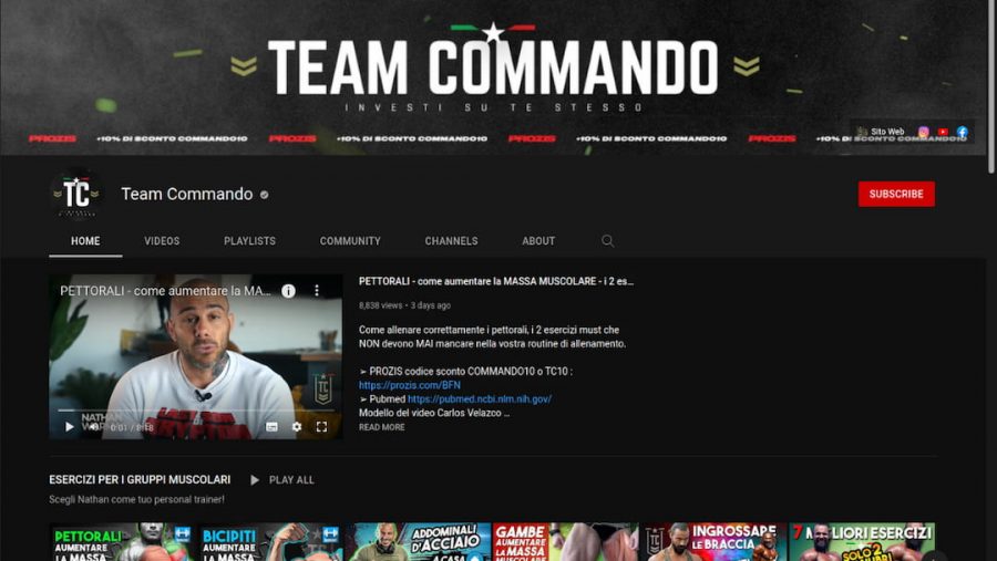 team commando - canale youtube per fitness