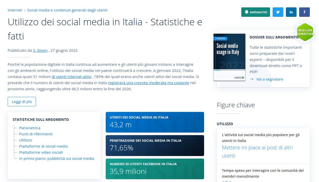 Statistica sull'utilizzo dei social media in italia