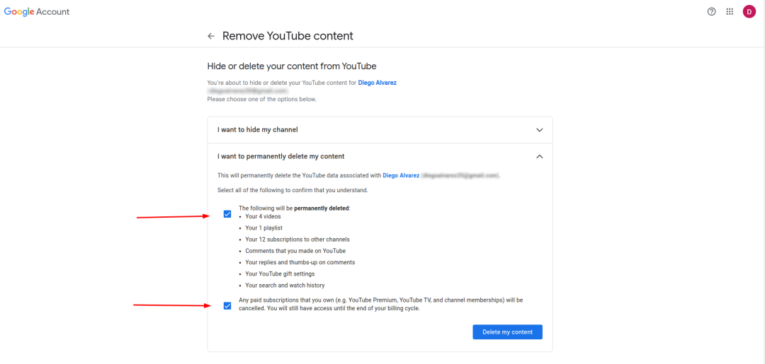 Come eliminare il proprio canale YouTube-passo 8