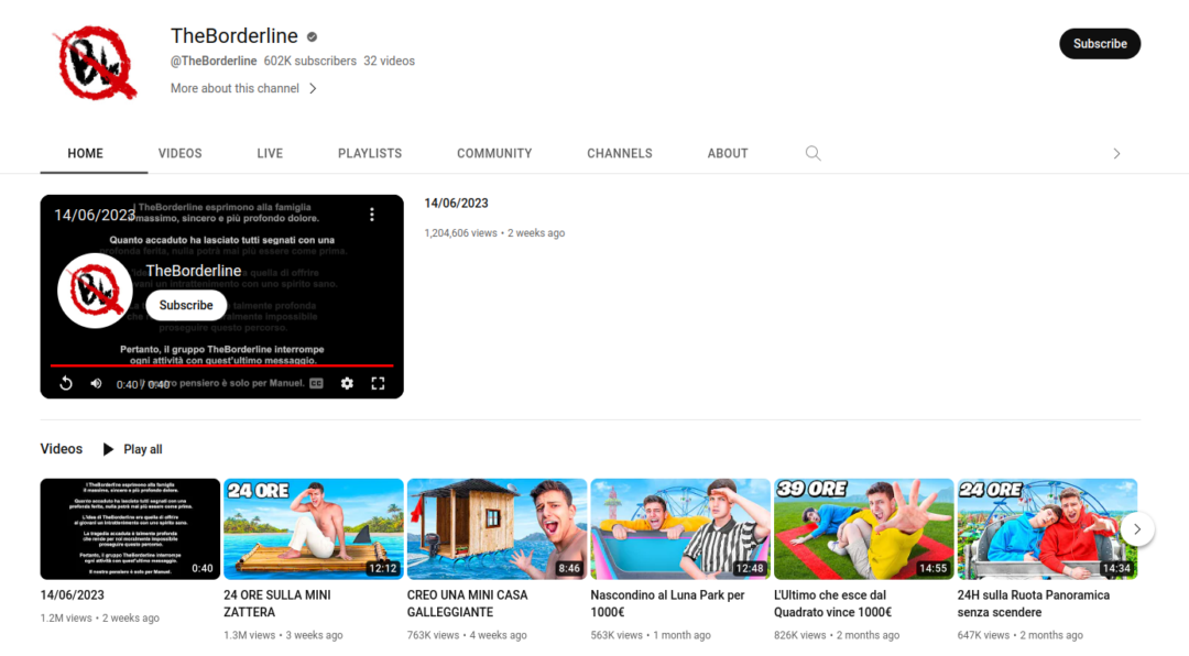 the borderline - il canale YouTube